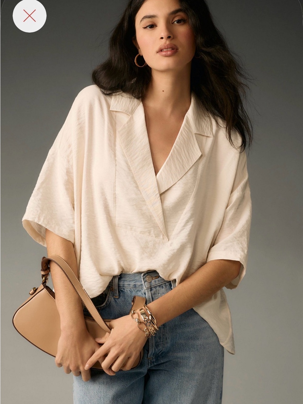 Anthropologie Dylon Short-Sleeve
Wide Placket Top